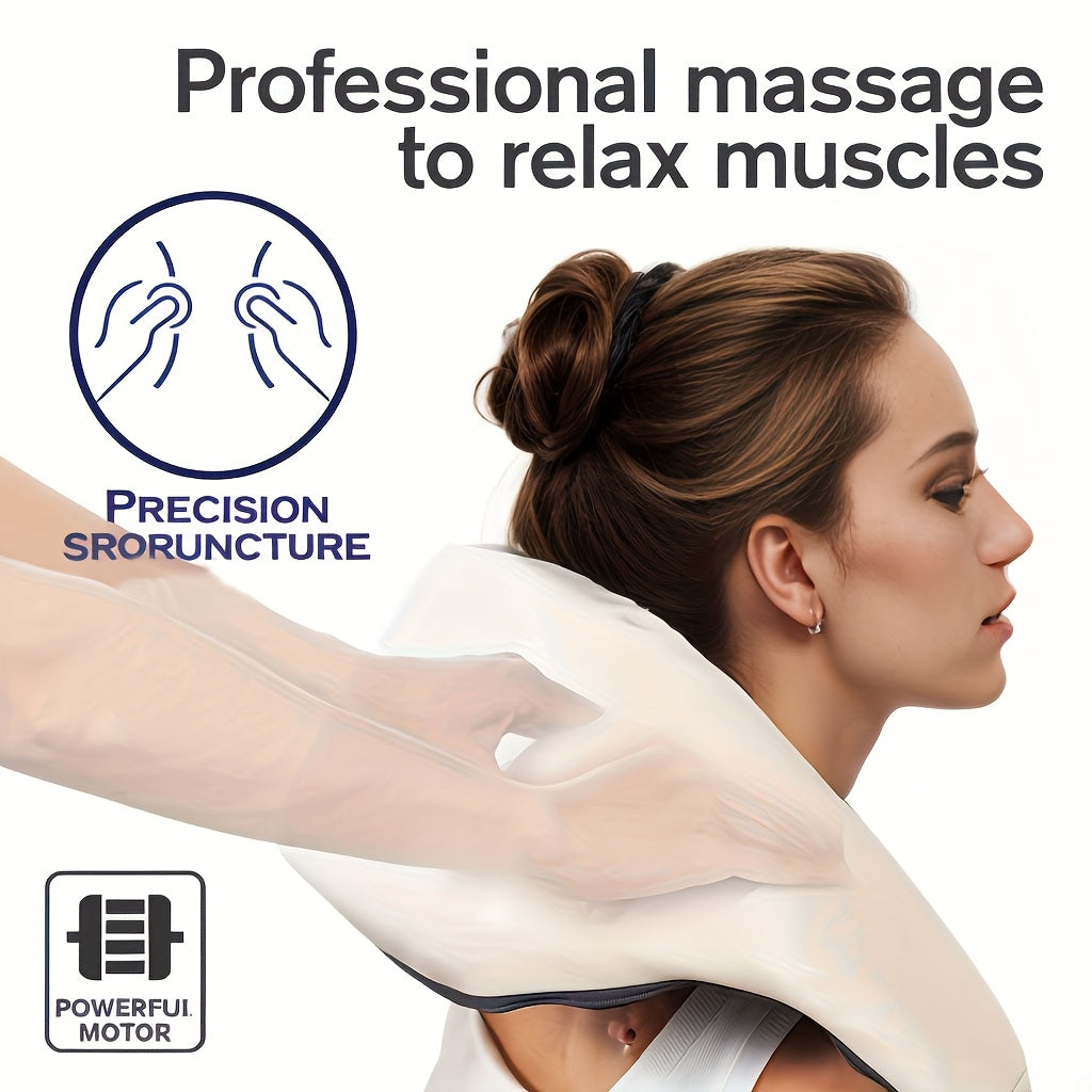 4D Shiatsu Neck Shoulder Massager USB Rechargeable Full Body Relief for Home Office Car