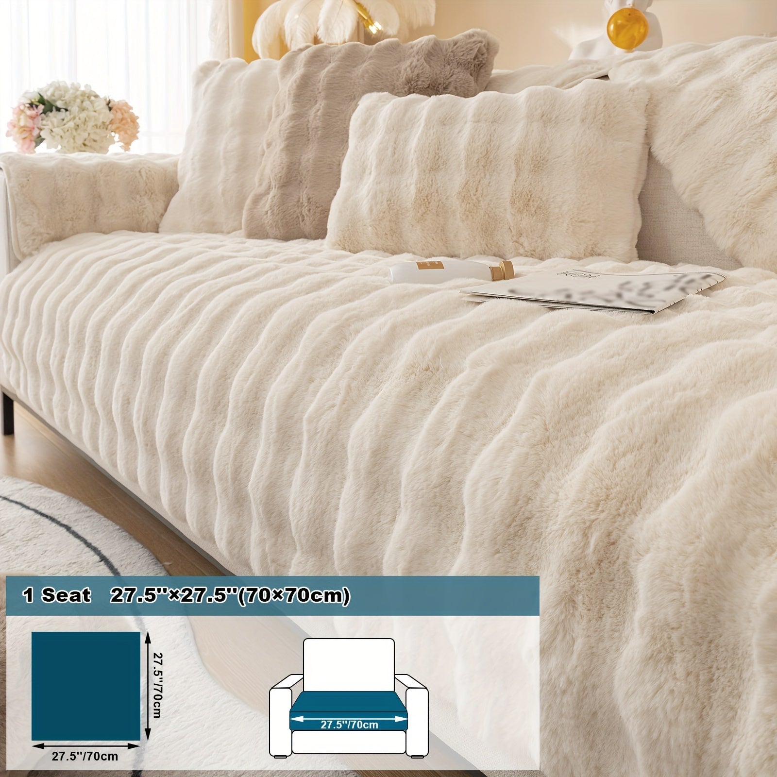 Имитация кролика плюшевая подушка-диван для домашних животных, дружелюбная к собакам с нескользящим чехлом для защиты мебели и декора в спальне, офисе или гостиной.