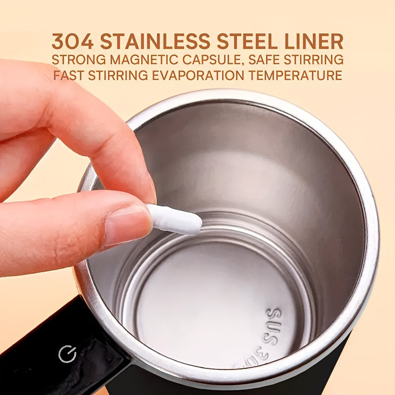 Stainless Steel Coffee Mug with Stirrer and Temperature Display Black