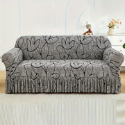 Bohemian Rabbit Print Stretch Sofa Cover with Skirt Elastic Dustproof Slipcover for Living Room