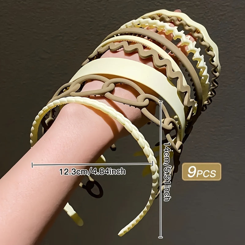 Ayollar uchun 9 ta mat, to'lqinli, sirg'almas soch bantlari to'plami