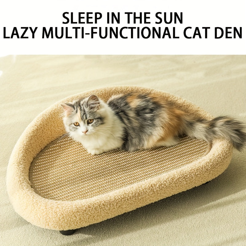 Cat Sofa Bed with Scratching Pad Faux Hemp Durable Resting Area for Cats