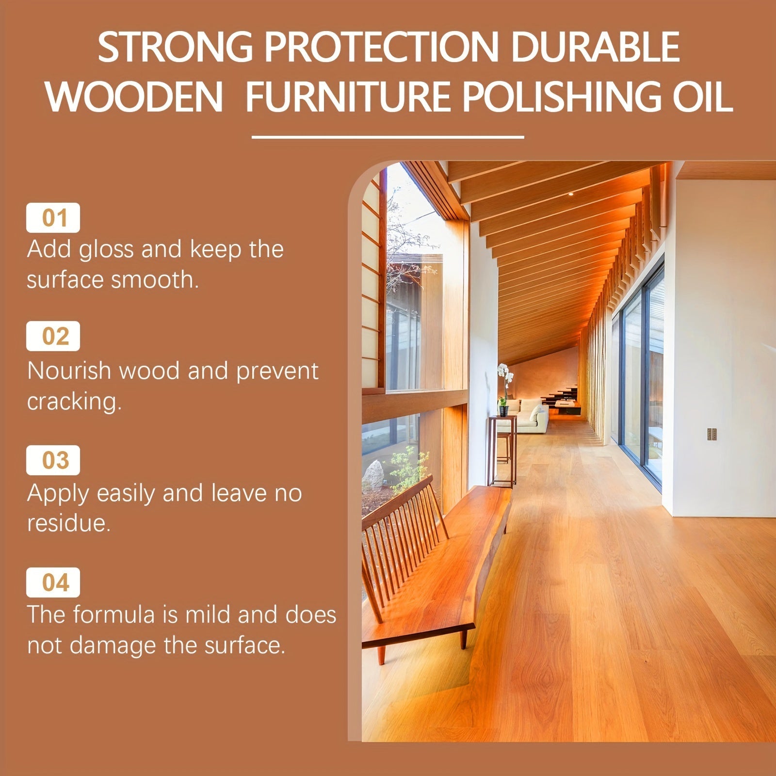 Wood Furniture Polish Oil for Shine and Protection, Suitable for Floors and Surfaces