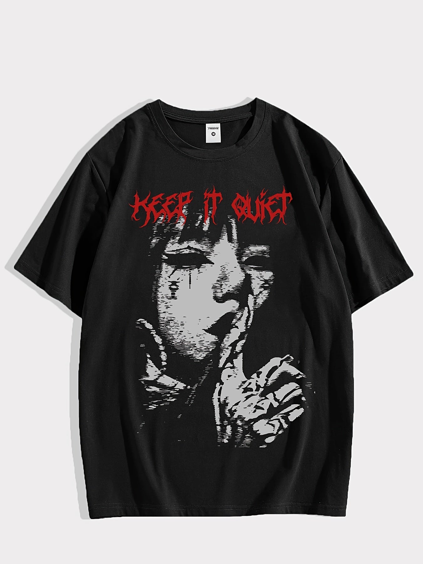 Camiseta gráfica gótica para hombre de manga corta, cuello redondo, poliéster, ropa urbana para primavera y otoño