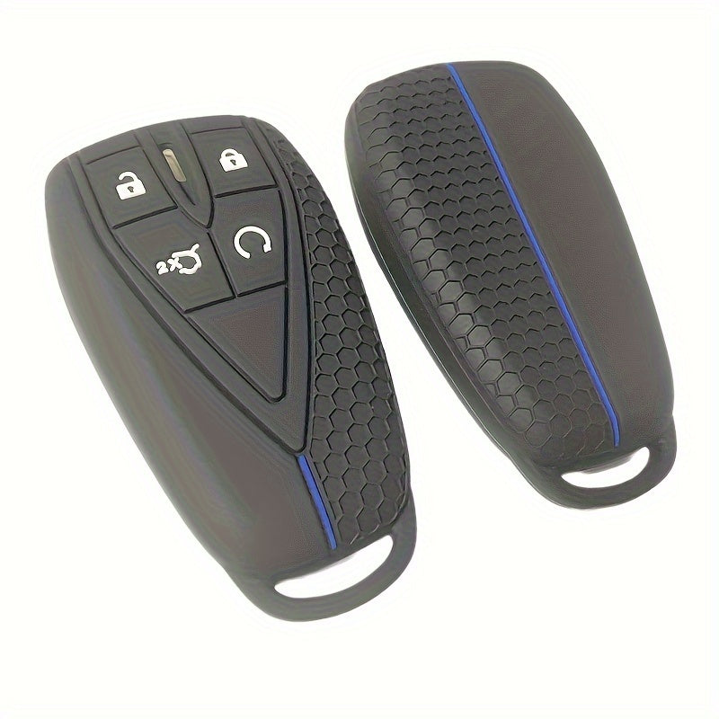 Silicone Key Cover for Car Remote Black with Blue and Red Accents