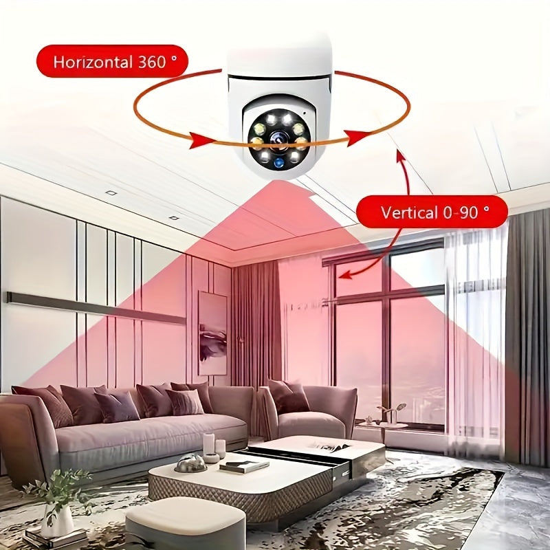 Wireless Smart Home Security Camera with E27 Bulb Holder Night Vision Audio LED Lights