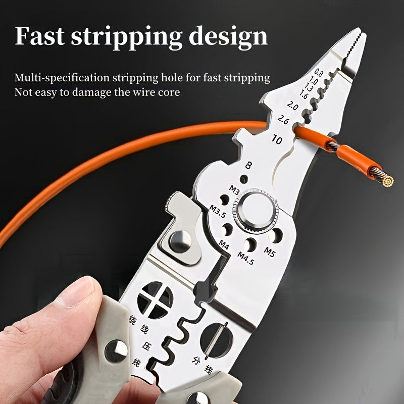 Industrial-Grade Stainless Steel Wire Cutter and Stripper Pliers 21.59cm Rubber-Coated Handle