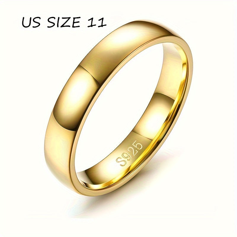 Sterling Silver Gold Ring for Women and Men 4mm Stackable Wedding Knuckle
