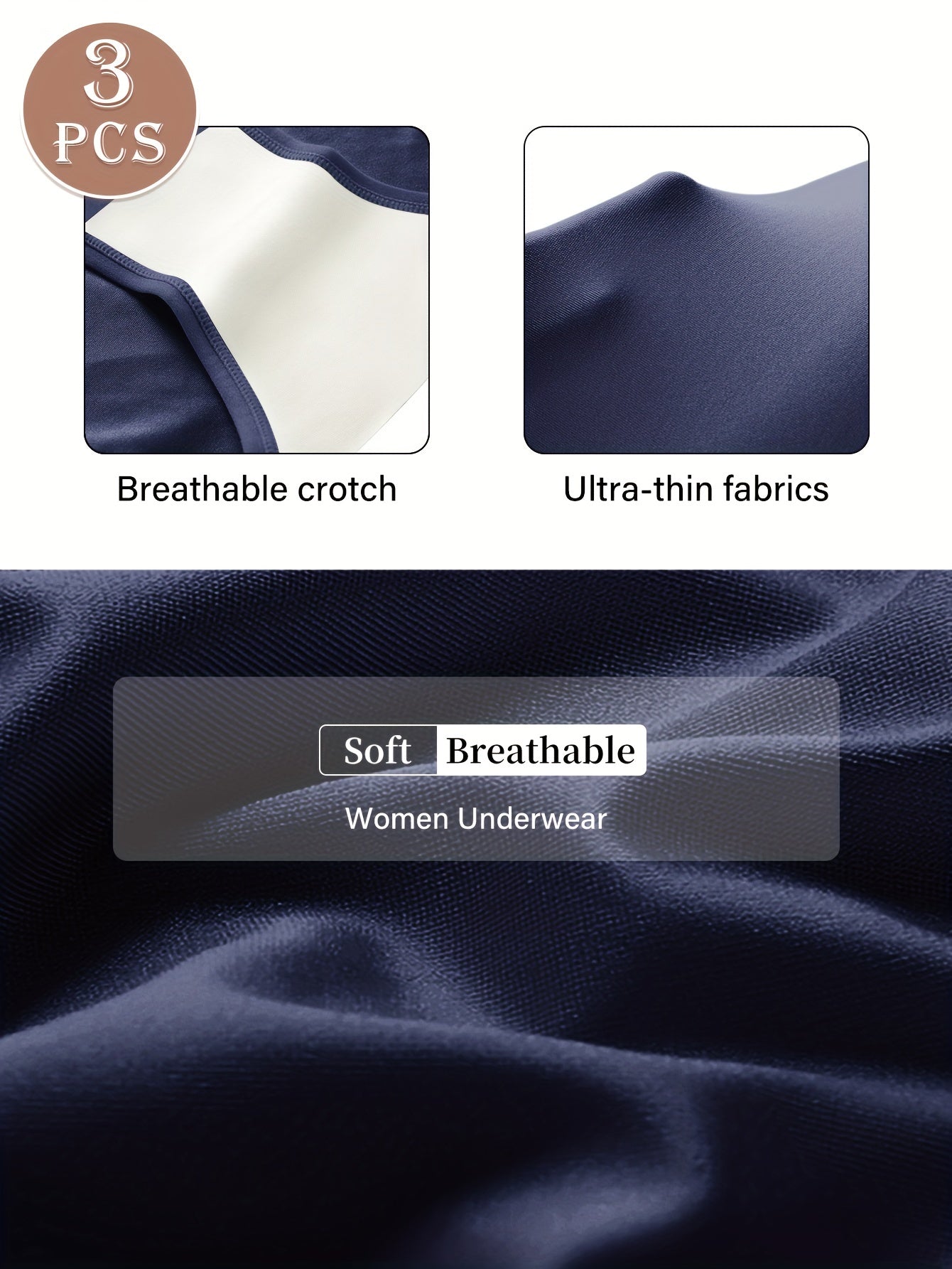 Plus Size High-Waist Panties 3 Pack with Cross Straps Tummy Control Soft Fabric