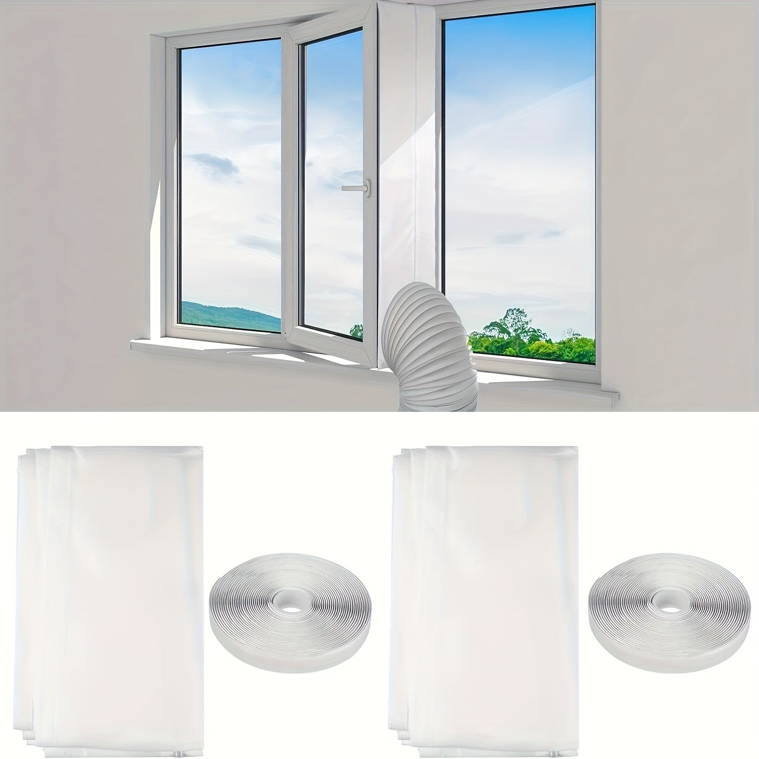 Portable Air Conditioner Window Kit with Seal and Fasteners for Easy Installation