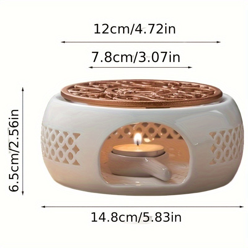 Ceramic Teapot Heater with Candle Insulation Base for Tea Coffee Water Use
