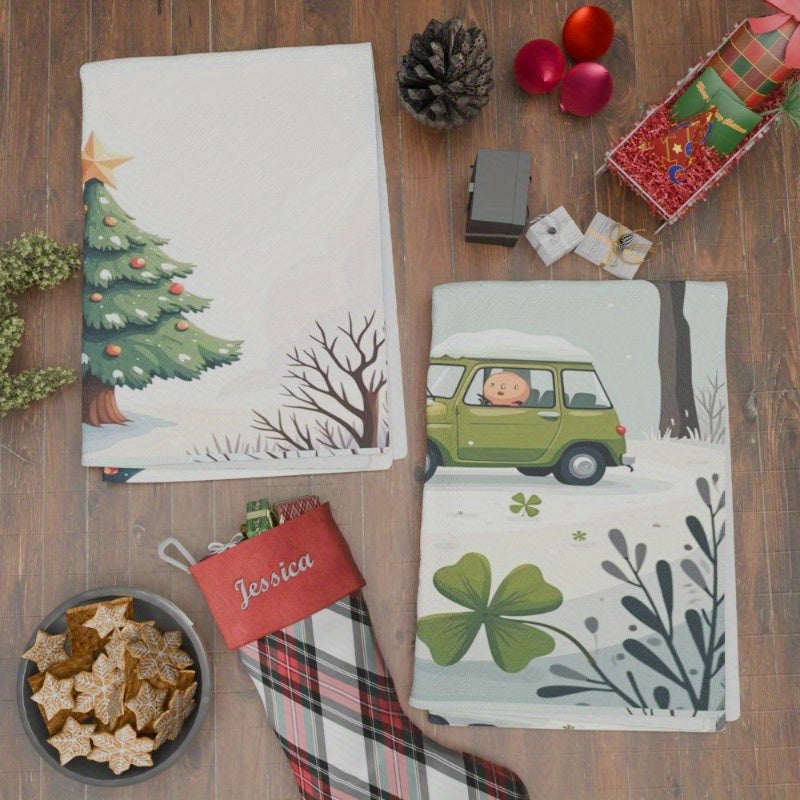 Set of 2 Christmas Kitchen Towels 45.72x66.04cm Snowflake Holiday Decor