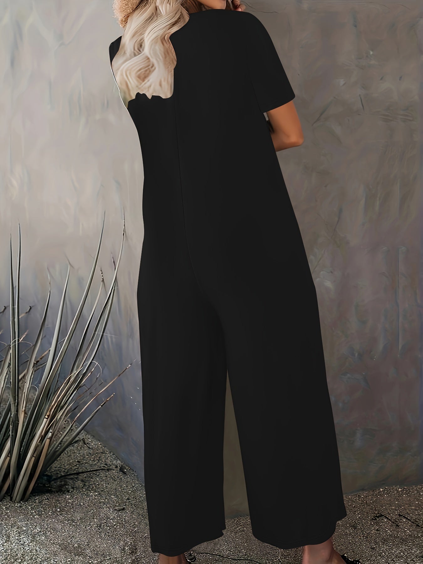 Plus Size Casual Short Sleeve Jumpsuit With Pockets for Spring Summer