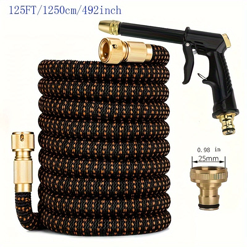 Telescopic Rubber Garden Hose with Pressure Nozzle for Car Wash and Gardening