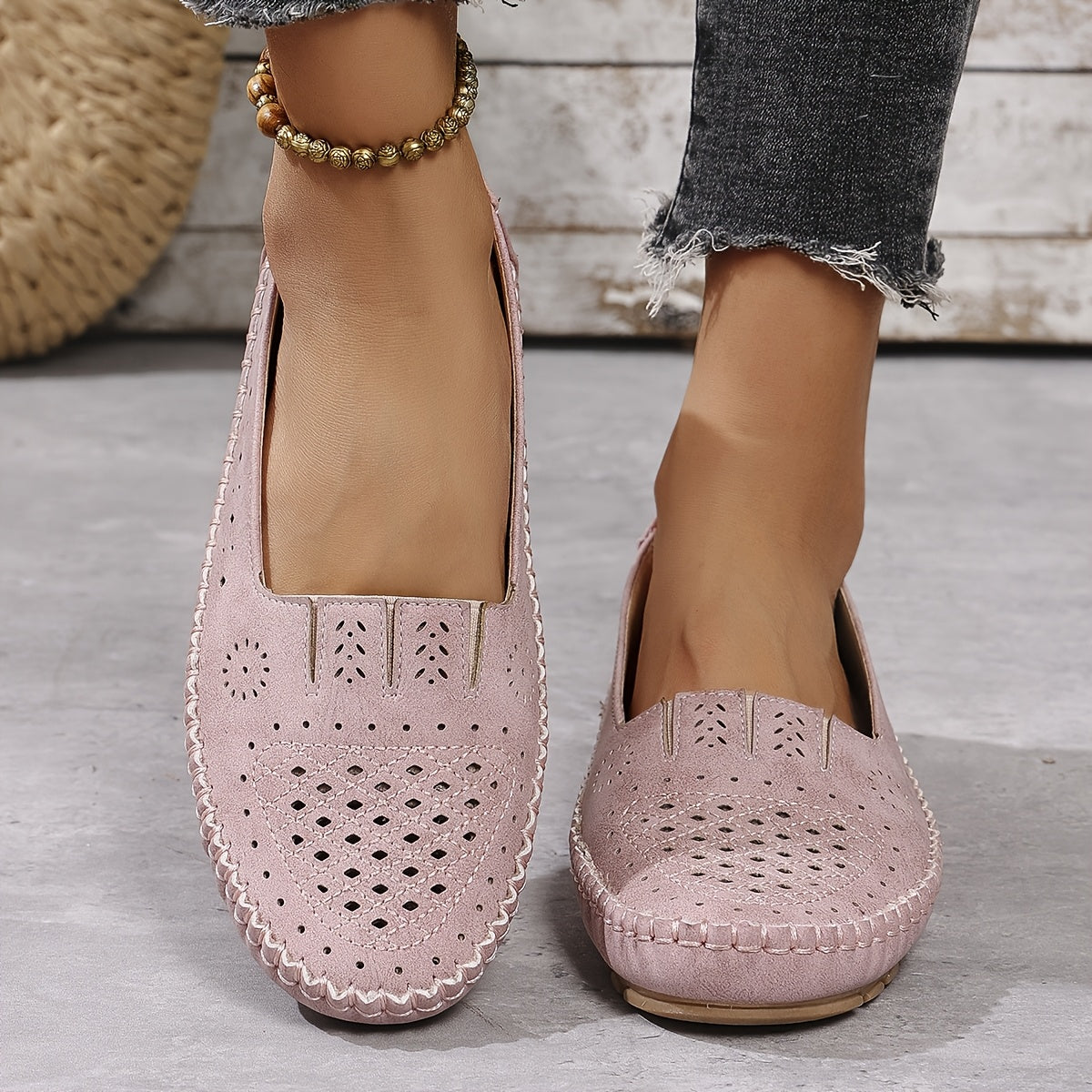 Women's Retro Flat Shoes Breathable Lightweight PU All-Season Non-Slip