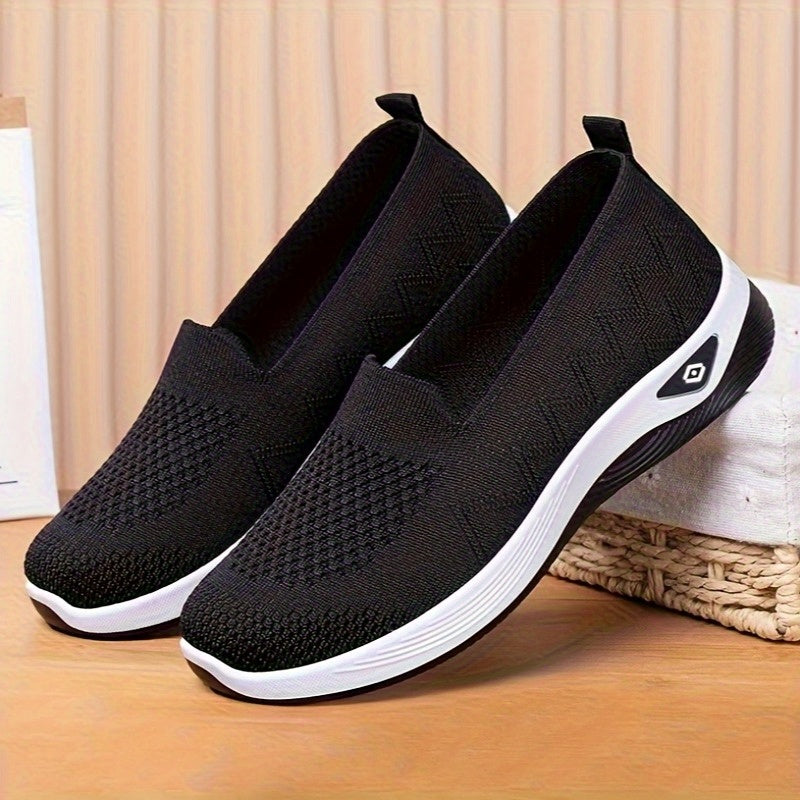 Women's Mesh Slip-On Sneakers Lightweight Comfort Walking Shoes Black