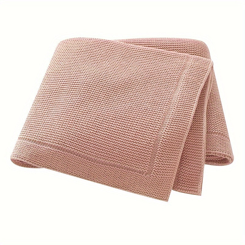 Baby Blanket Knitted Solid Color Soft Cotton for Home Travel and Celebrations