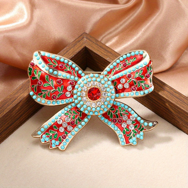 Vintage Rhinestone Brooch for Women and Men Palace Style Bowknot Pin Crystal Corsage Jewelry