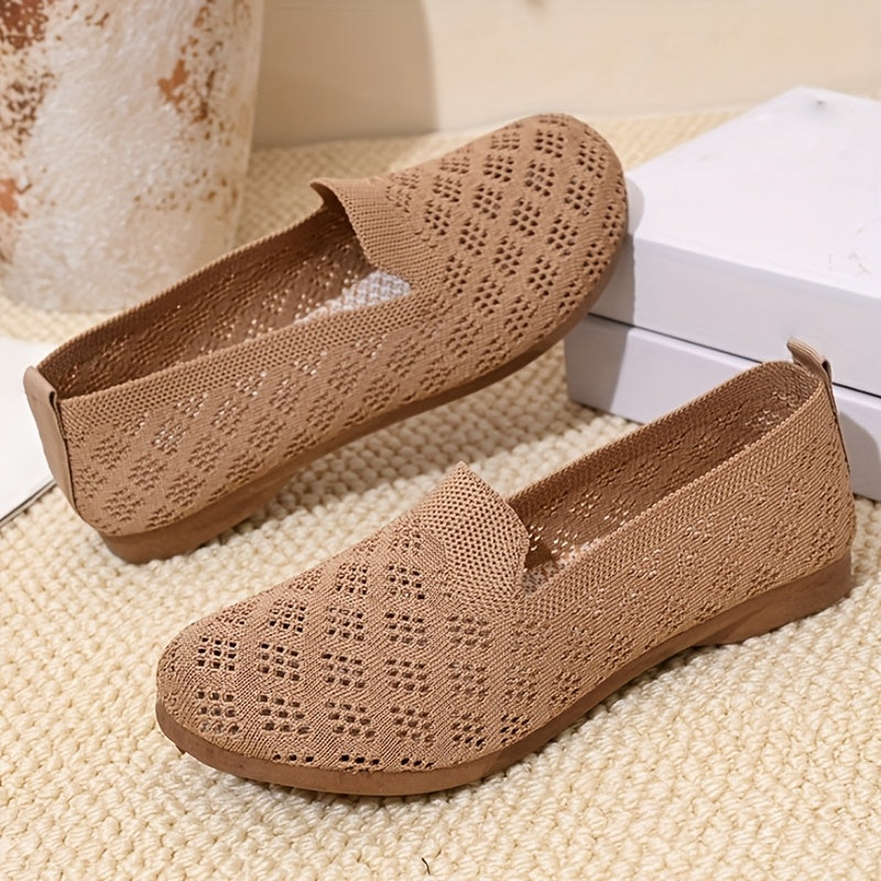 Women's Slip-On Flat Shoes Breathable Mesh Casual Summer Black Embellishments