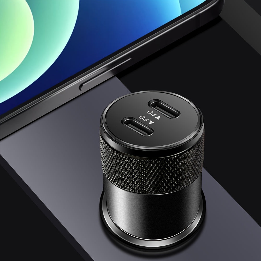 Dual USB-C Car Charger 60W Fast Charging Adapter with Quick Charge 3.0