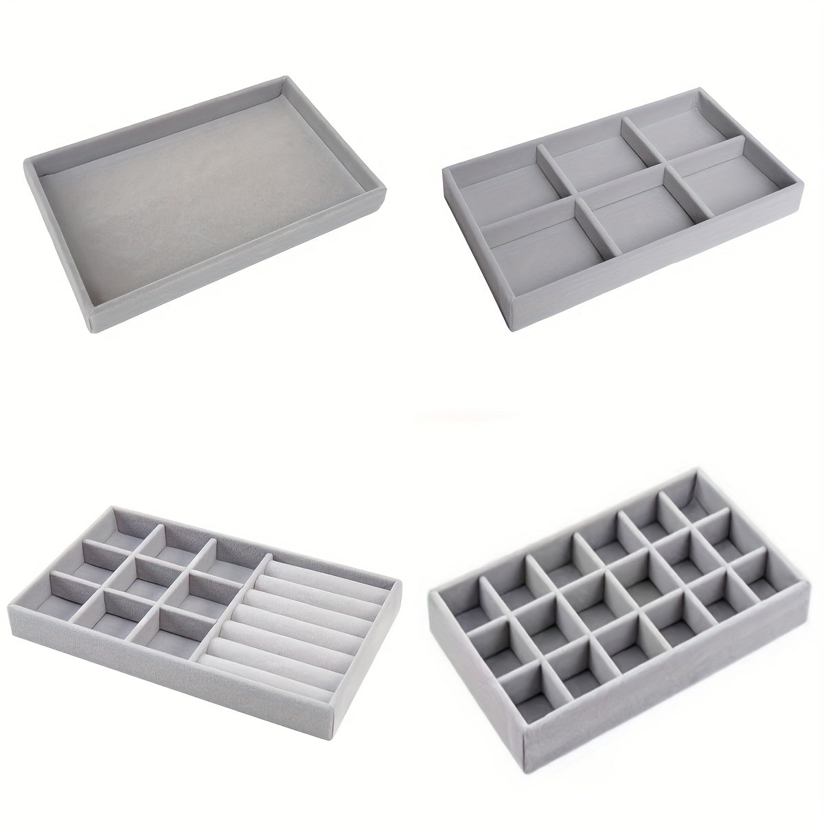 Набор из 4 фланелевых подставок для украшений для настольного хранения, штабелируемый органайзер с отделениями