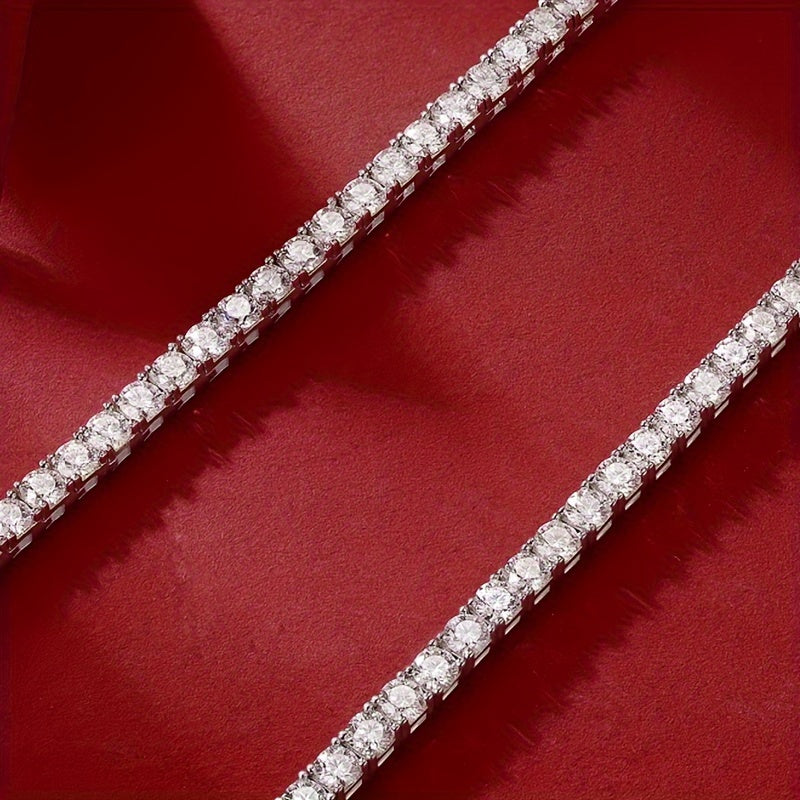 Sterling Silver Tennis Necklace with Moissanite Stones for Engagement and Gift