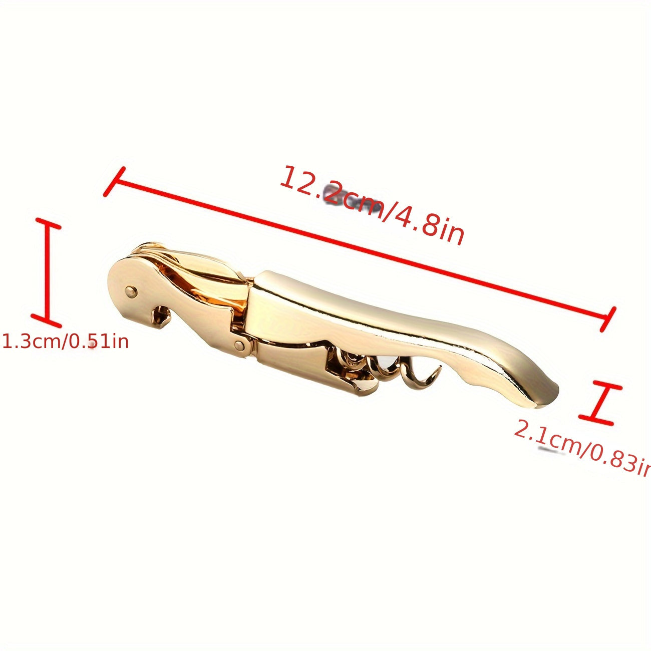 Gold-Toned Wine Opener with Serrated Knife and Double-Hinged Fulcrum