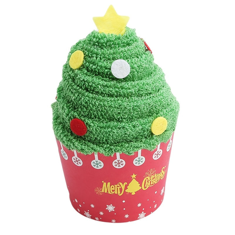 Cotton Christmas Tree Kitchen Towel Modern Style Machine Washable Fade-Resistant Embroidery