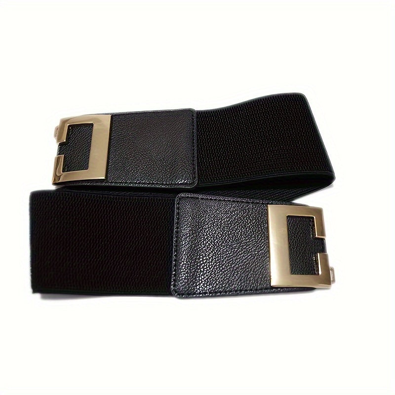 Women's Casual Coat Dress with Elastic Waistband and Gold Buckle