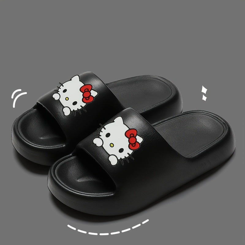 Women's EVA Slide Sandals Black Red Bow Indoor Outdoor Comfort