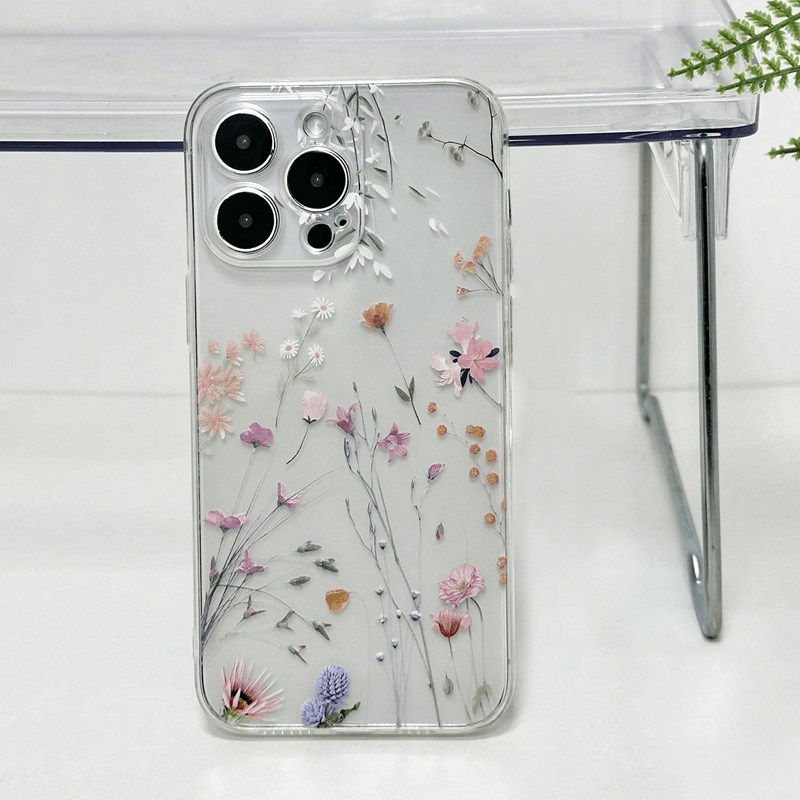 Transparent TPU Phone Case with Colorful Flower Design for iPhone Models