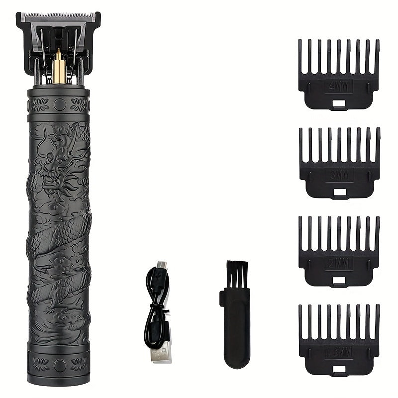 Kit de recortadora de pelo eléctrica para hombres con recortadora de hoja en T, herramienta de cuidado recargable por USB