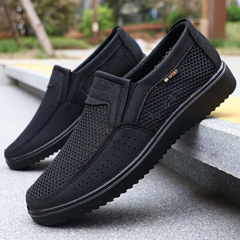 Men's Breathable Mesh Slip-On Sneakers Non-Slip MD Sole Brown Casual Sports Shoes