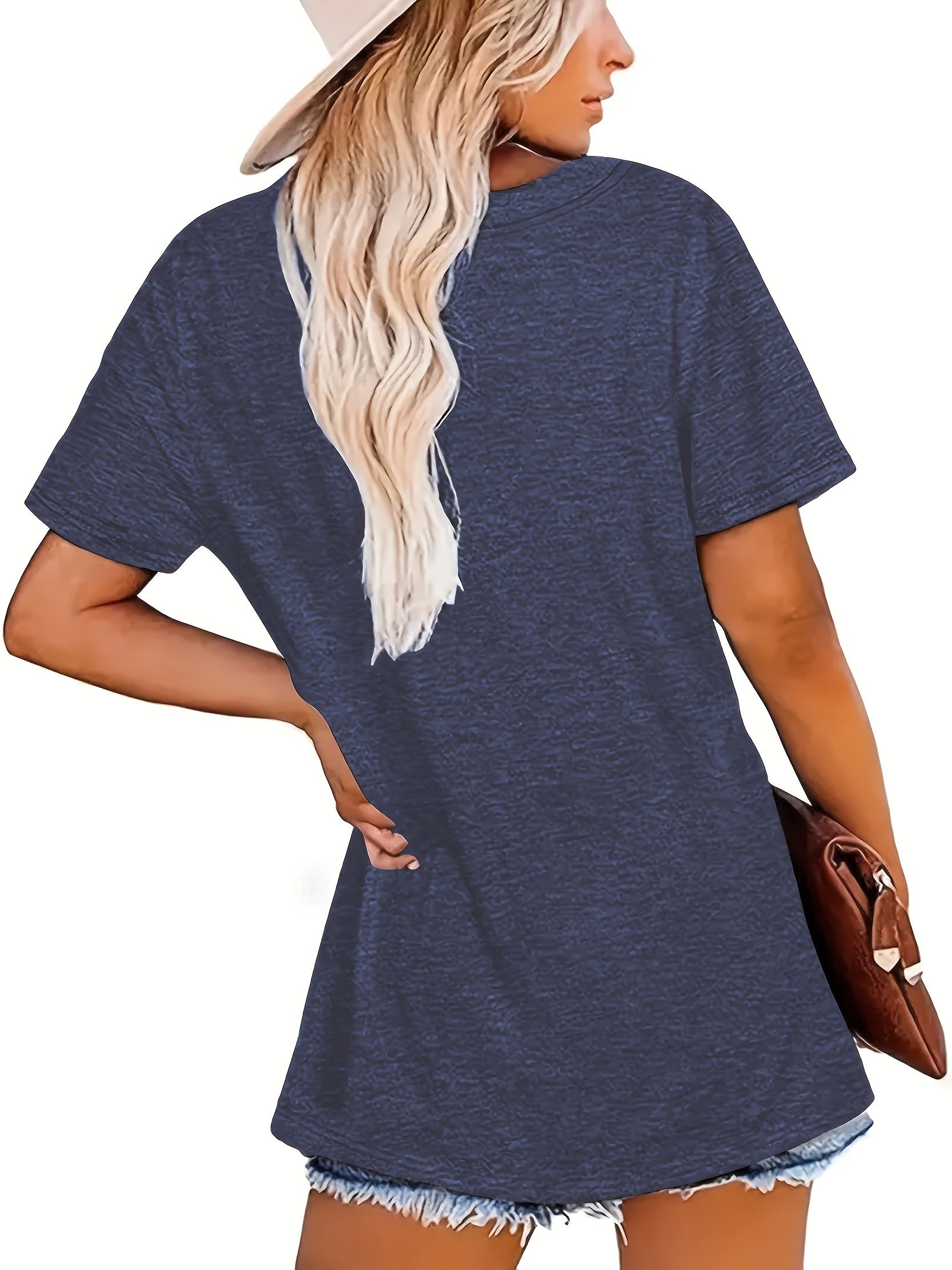 Plus Size Women's Marine Life Print Crew Neck T-Shirt Short Sleeve Casual Top