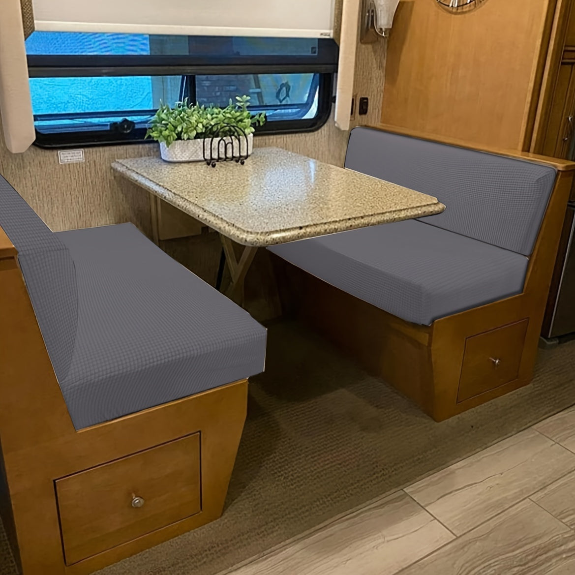 4-Piece RV Cushion Cover Set for Dinette and Sofa Protection Includes 2 Back and 2 Bench Covers
