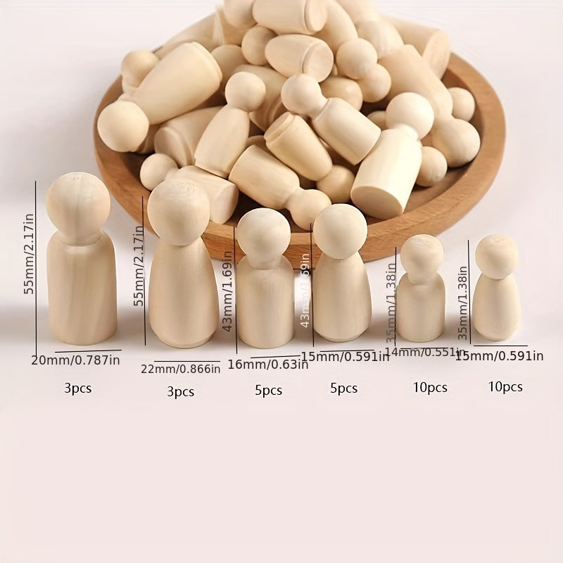 36 Wooden Man Charms for DIY Crafts and Decorations