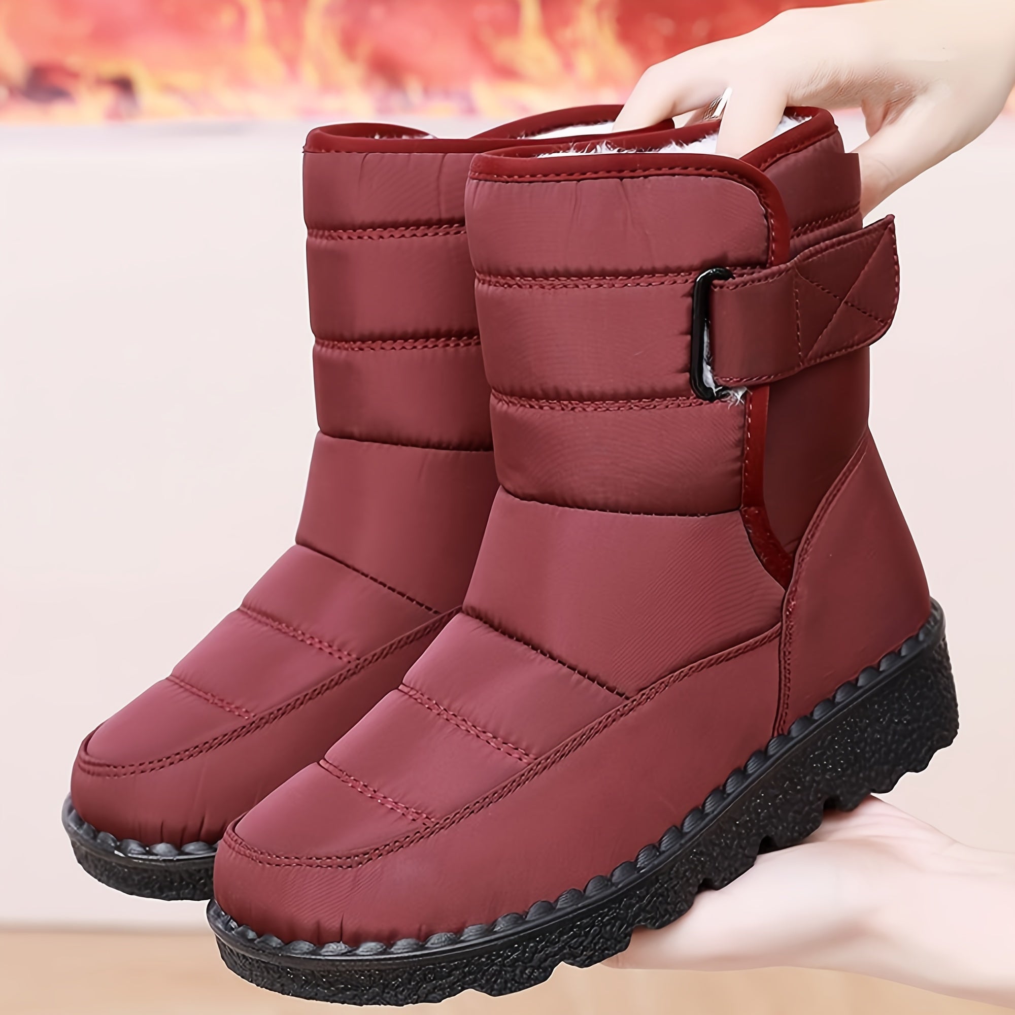 Женские зимние снегоступы с толстой изоляцией для холодной погоды, противоскользящая подошва