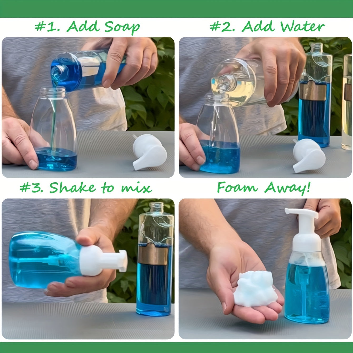 250ml Plastic Foam Soap Dispenser Bottle Refillable Pump for Hand Sanitizer and Shower Gel