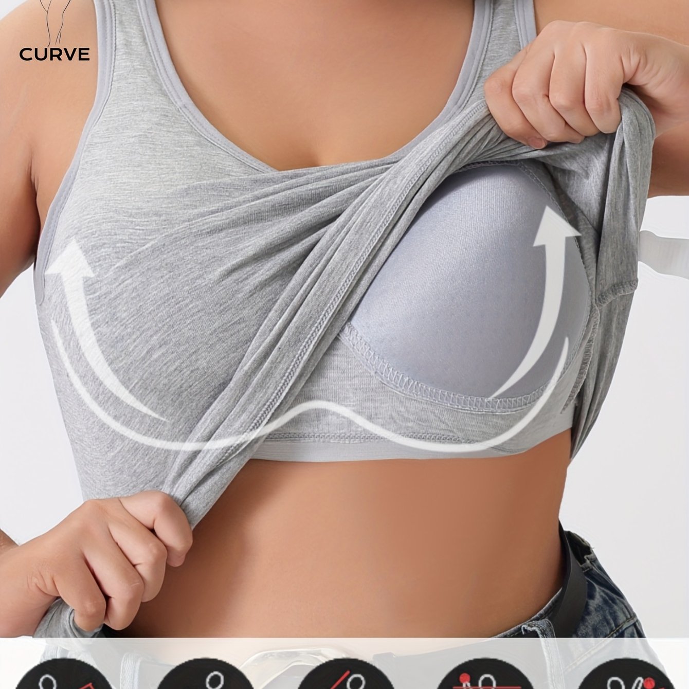 Plus Size Women's Sports Bra Tank Top 2-in-1 Soft Breathable Padded Cups