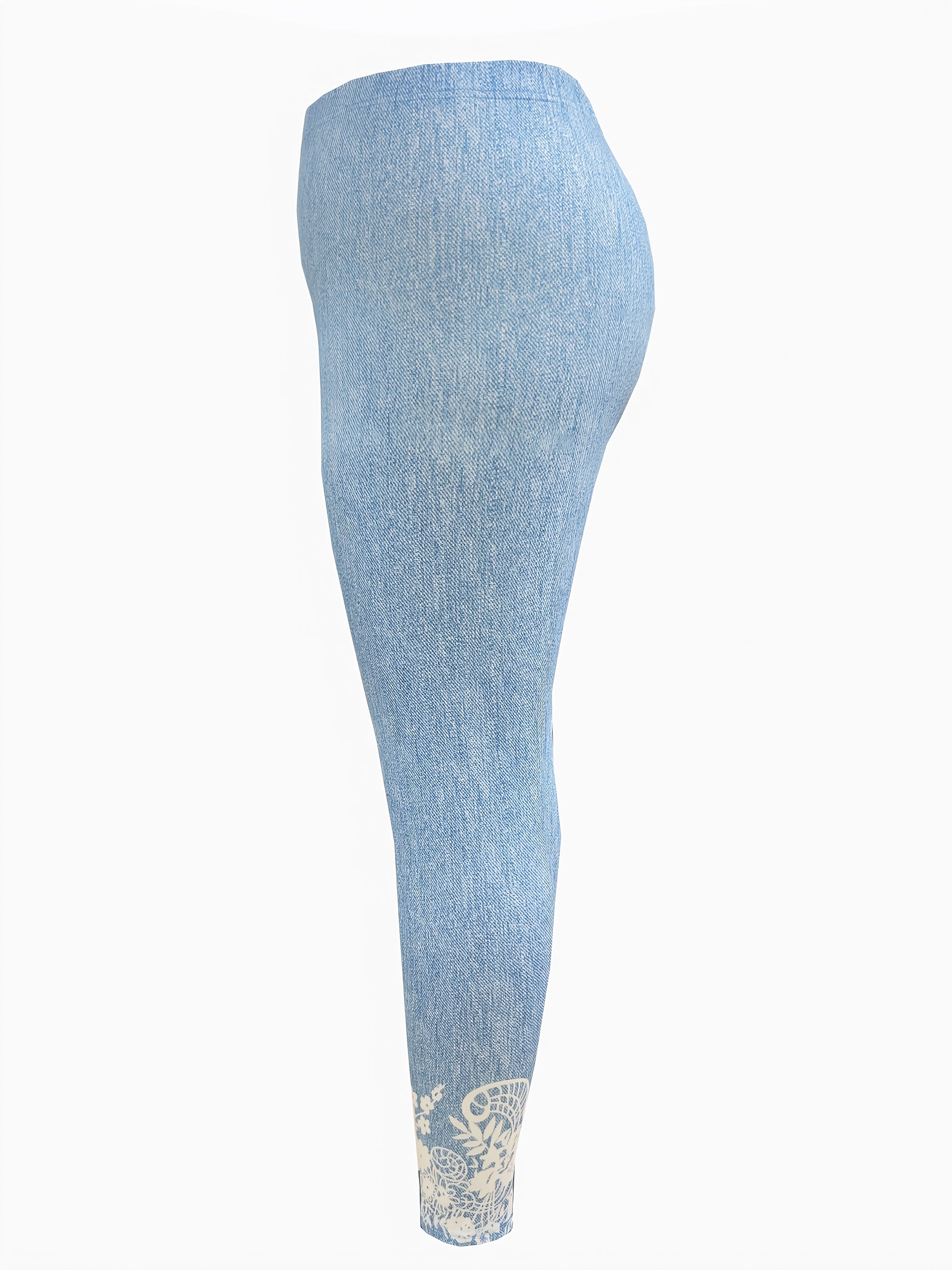 Women's Plus Size Faux Denim Skinny Leggings Geometric Print All-Season