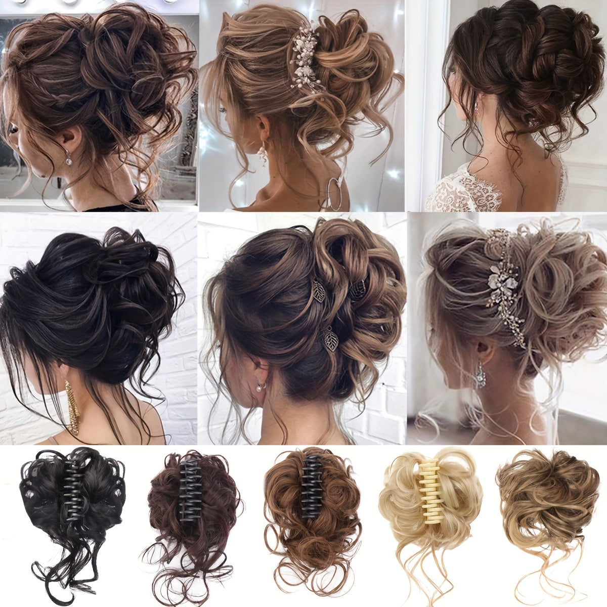 Women's Messy Curly Claw Clip Hair Bun Synthetic Hairpiece for All Occasions