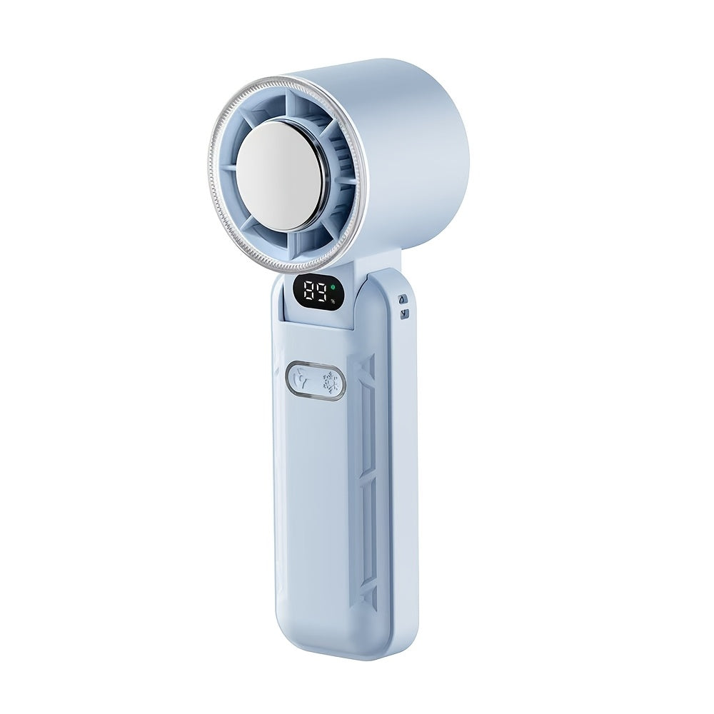 Portable USB Rechargeable Mini Fan with Neck Design, Ice-Cool Technology, Pink or Blue