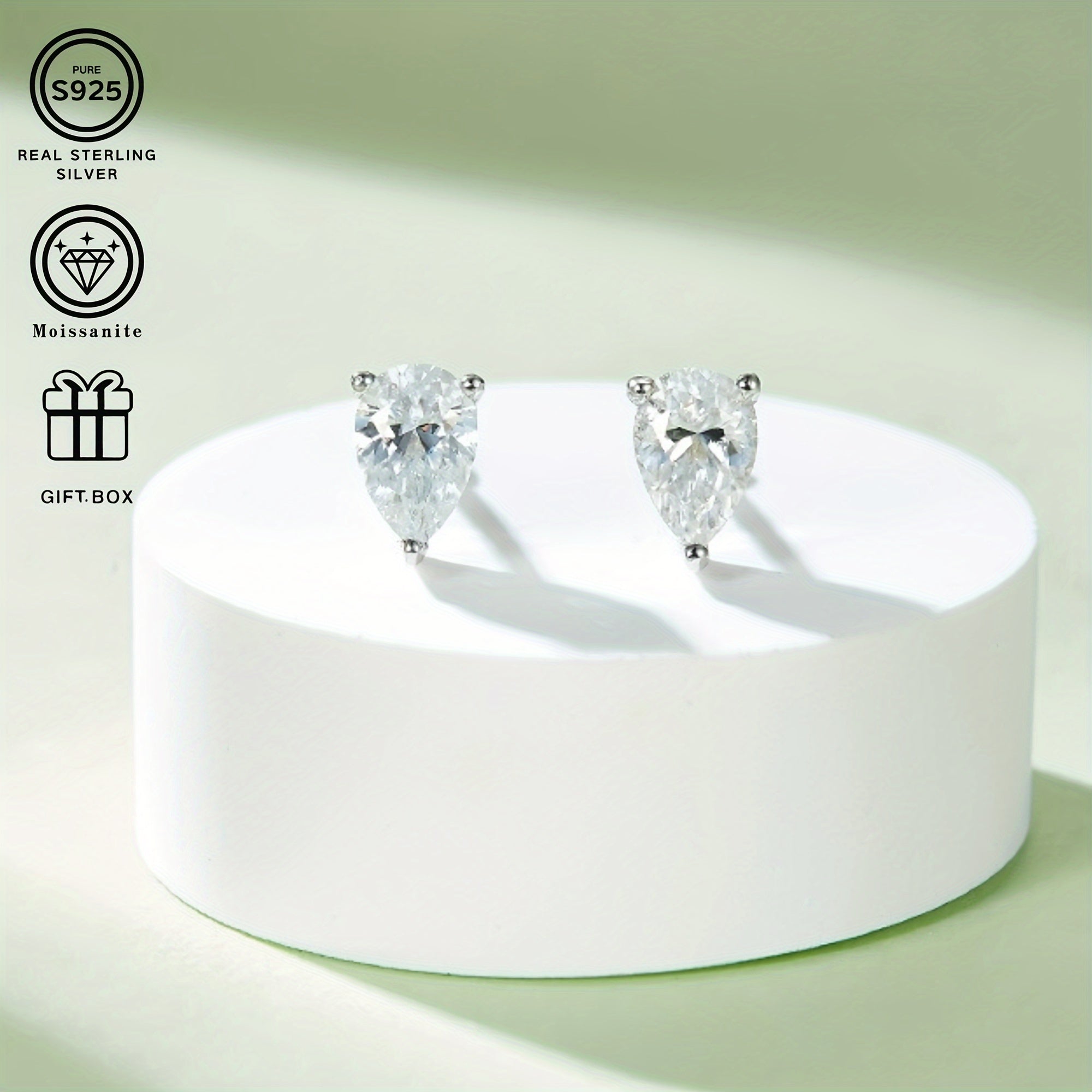 Moissanite Jewelry Set for Women 1/2 Carat Sterling Silver Necklace Earrings Wedding Gift