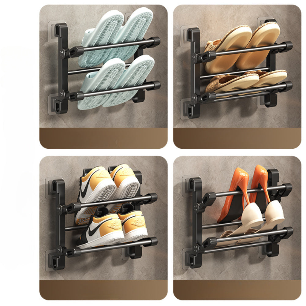 Wall-Mounted Multi-Layer Shoe Rack for Entryway Home Storage No-Drill Installation