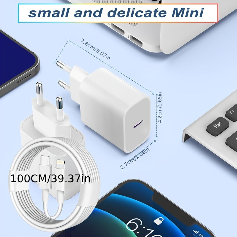 USB-C Fast Charger for iPhone and iPad 1M Cable Travel Power Supply