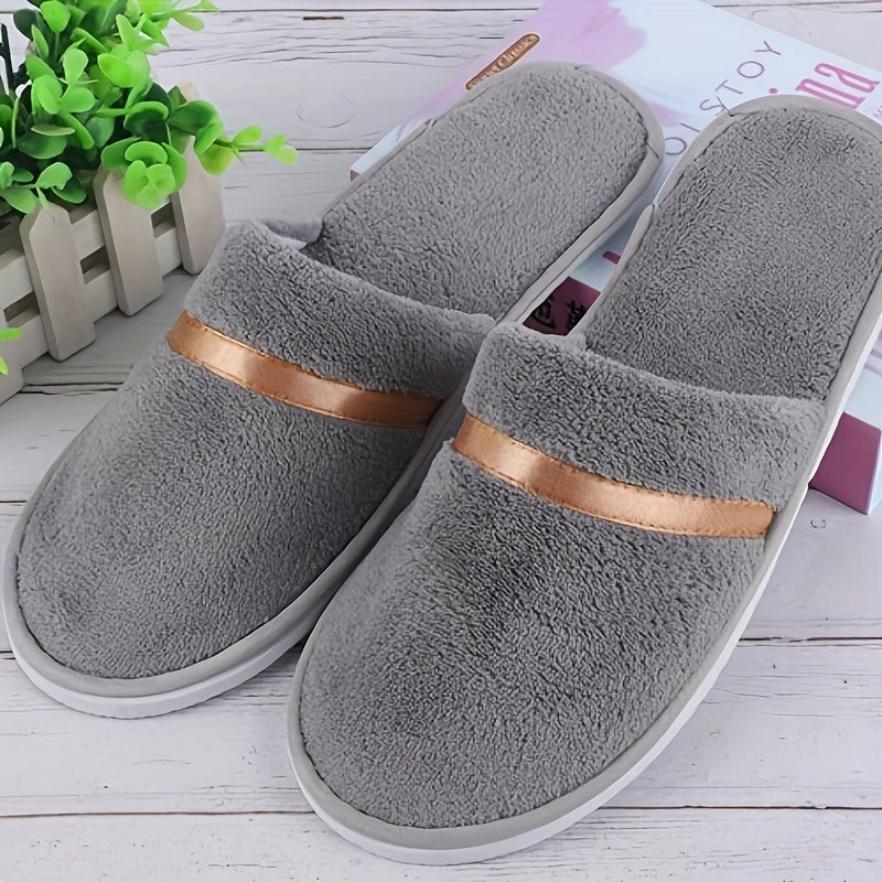 Unisex Coral Fleece Disposable Slippers Thick Warm Non-Slip for Home Travel