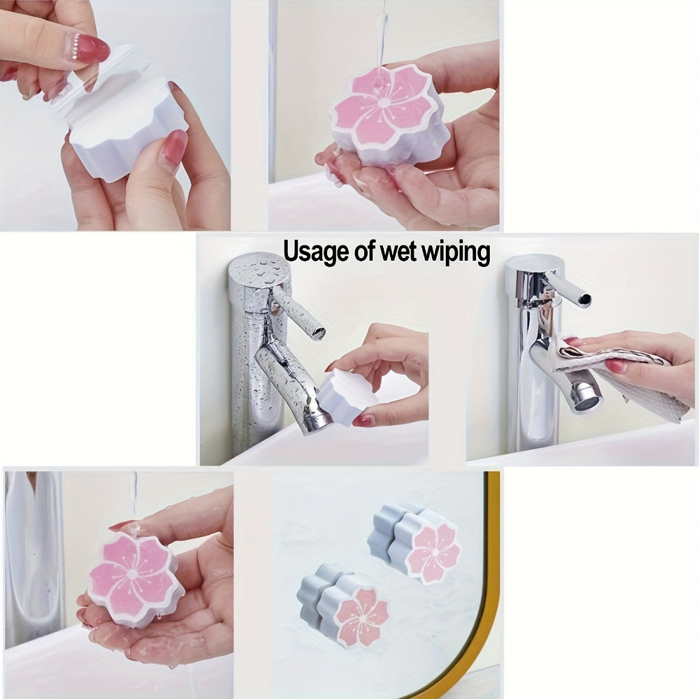 Set of 2/4 Floral Cleaning Sponges for Bathroom Mirrors Faucets and Surfaces