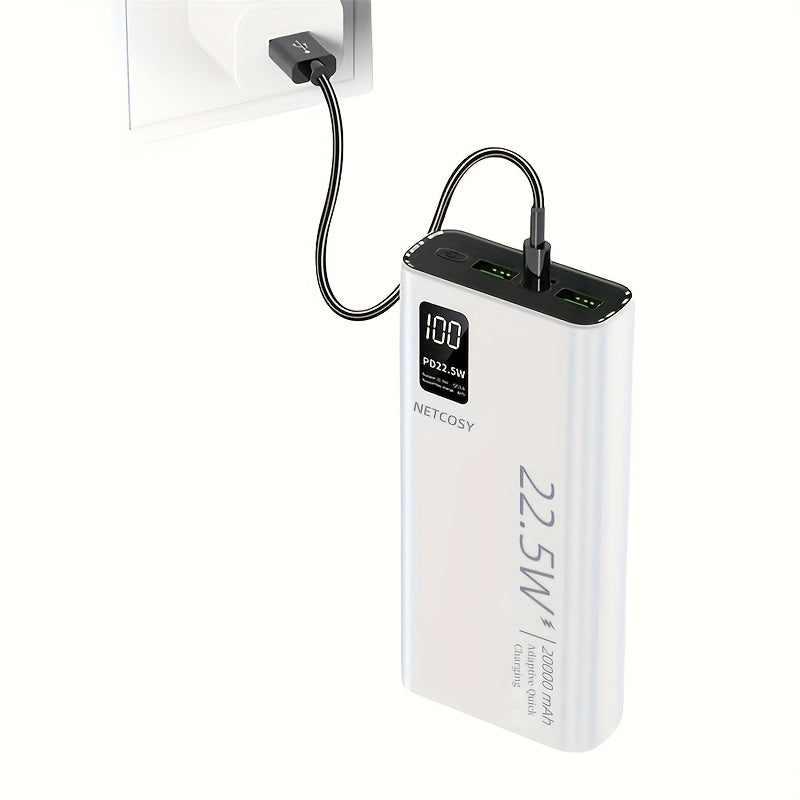 Портативный аккумулятор емкостью 20000 мАч с быстрой зарядкой 22,5 Вт для смартфонов и планшетов