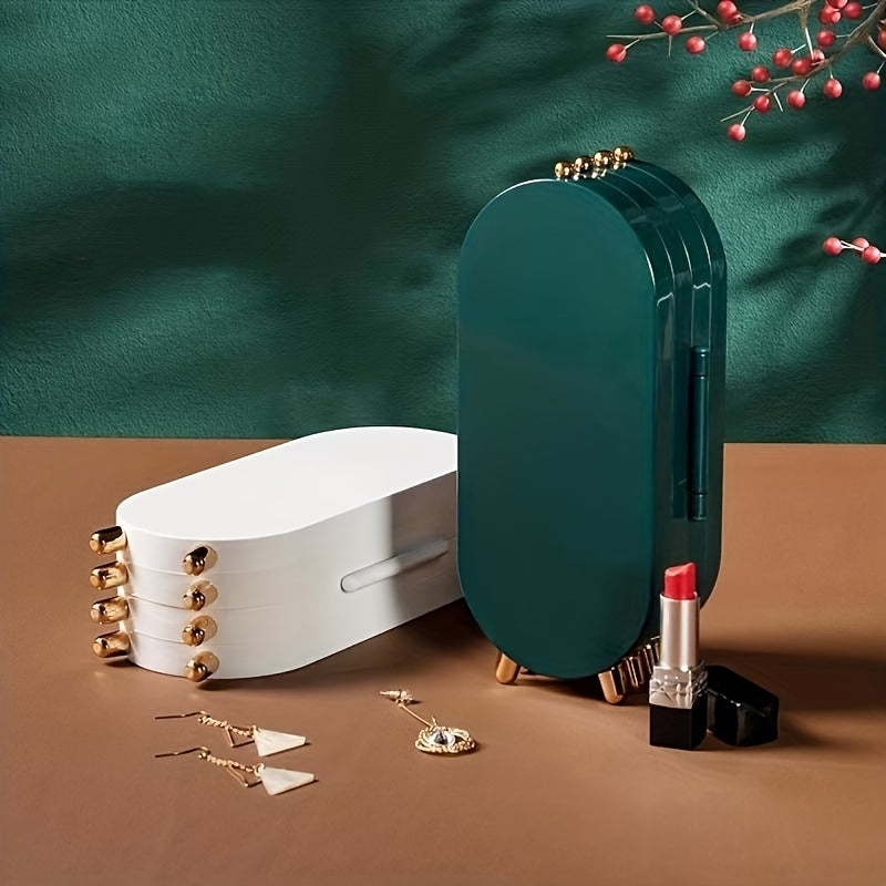 Caja de almacenamiento para organizar joyas para pendientes y collares, exhibición en el hogar