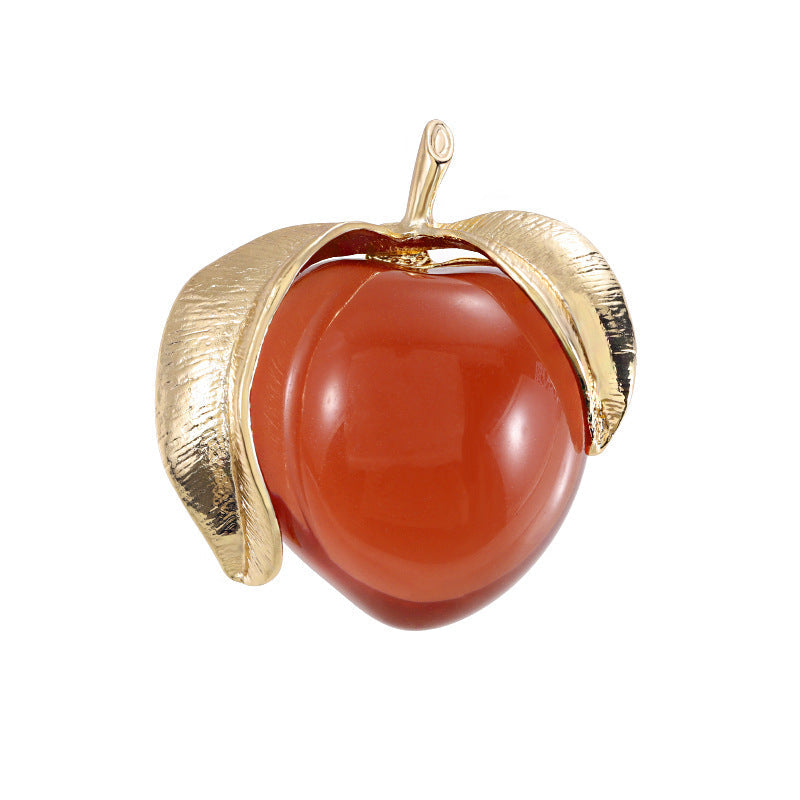Vintage-Inspired Enamel Peach Brooch Fruit-Shaped Jewelry for Clothing